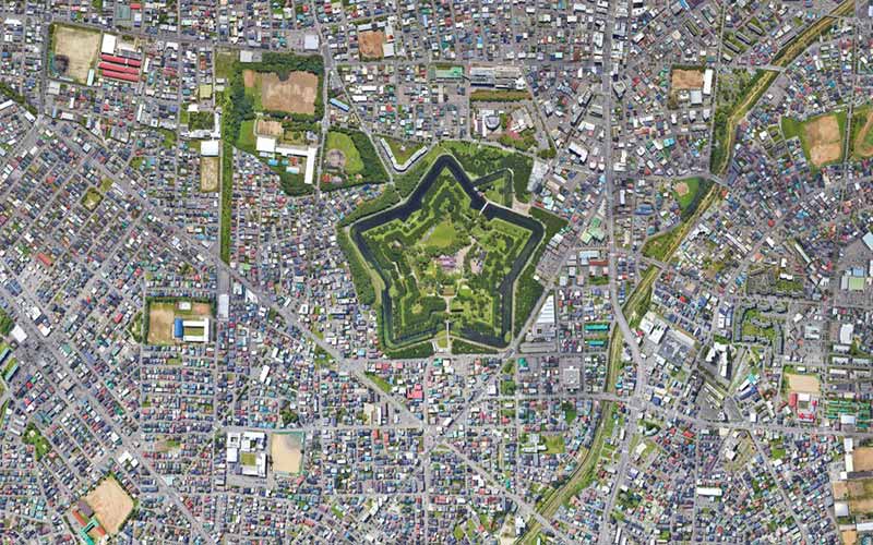 تصویر ماهواره‌ای از قلعه Goryōkaku در ژاپن 