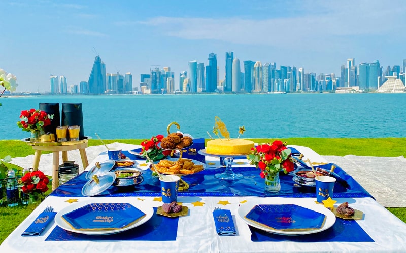 میز صبحانه در پارک میا قطر، منبع عکس: گوگل مپ، عکاس: haitham joumaa