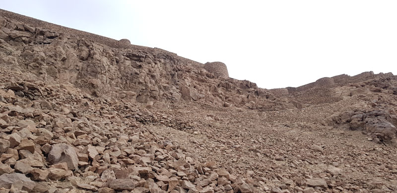 قلعه شاهدژ نهبندان و دیوارهای مستحکم آن؛ منبع عکس: گوگل مپ؛ عکاس: امین رحیمی