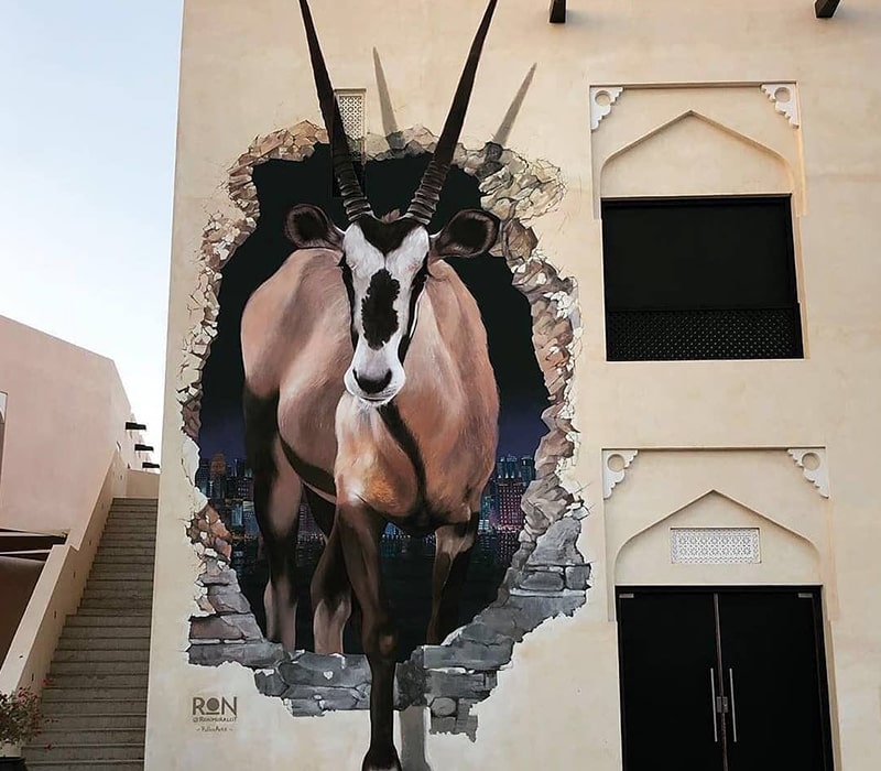 نقاشی تیزشاخ عربی در روستای فرهنگی کاتارا، منبع عکس: اینستاگرام graffitiartmagazine@، عکاس: ناشناس
