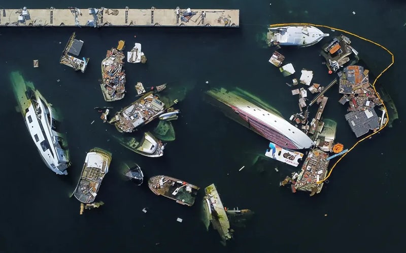 عکس هوایی از بقایای یک کشتی