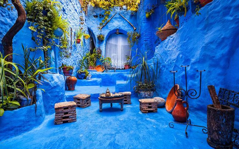 شهر شفشاون مراکش به رنگ آبی، منبع عکس: carwiz.rent، عکاس: نامشخص