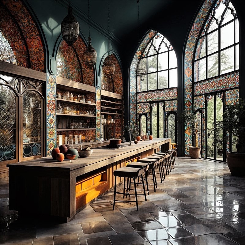 آشپزخانه‌ای مدرن با معماری ایرانی