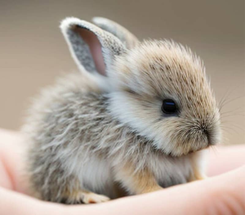 خرگوش کوچکی به اندازه کف دست انسان