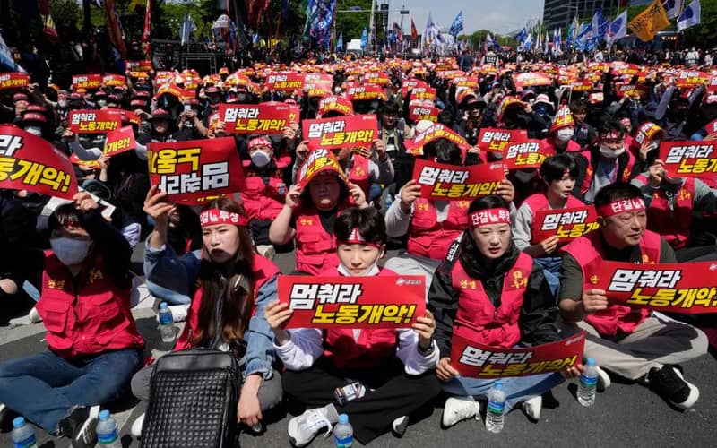 اعتراض مردم کره جنوبی در روز کارگر