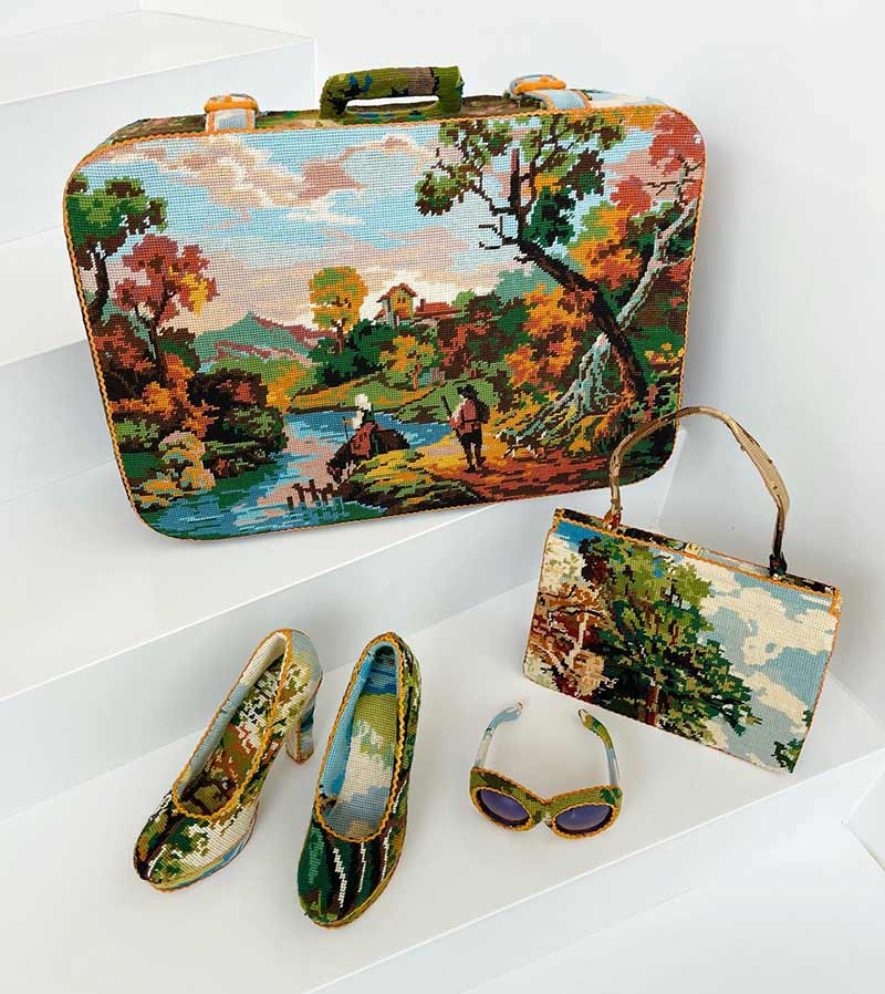چمدان، کیف، کفش و عینک گلدوزی شده