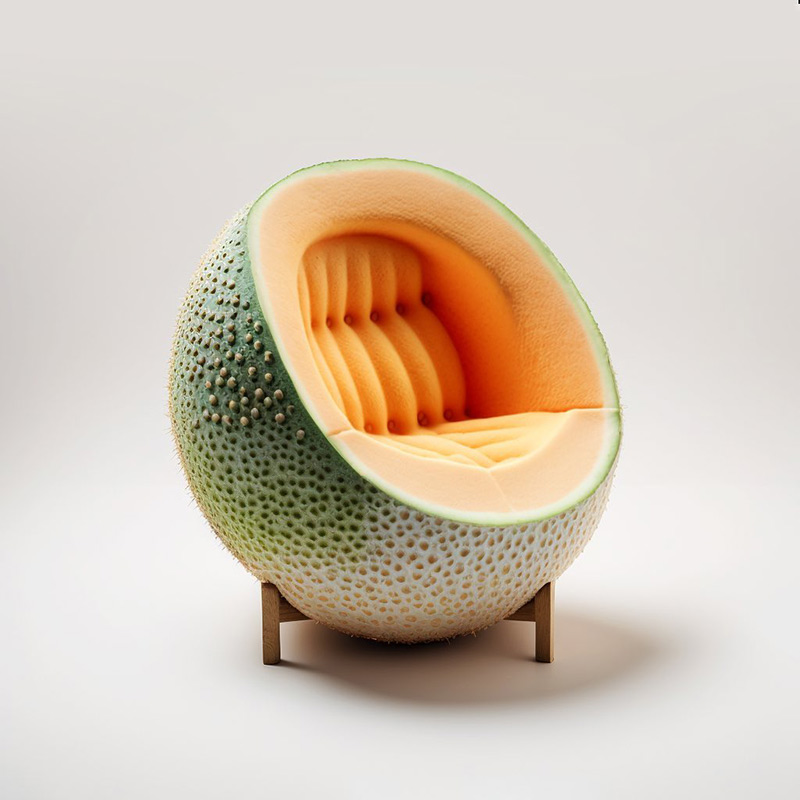 مبل سبز و نارنجی میوه استوایی با هوش مصنوعی؛ اثر Bonny Carrera
