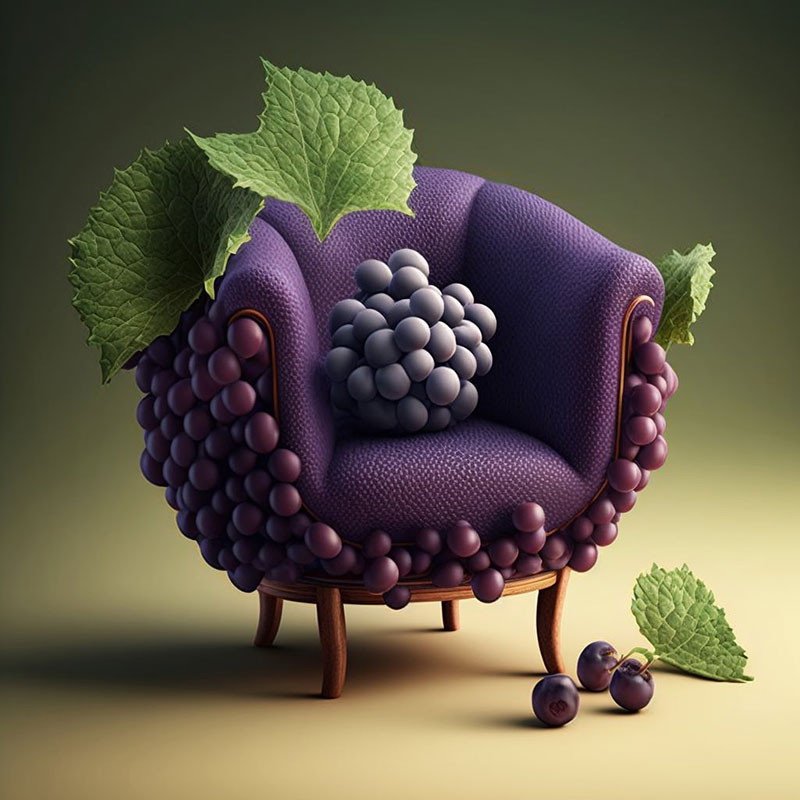 طراحی مبل انگور بنفش با هوش مصنوعی؛ اثر Bonny Carrera