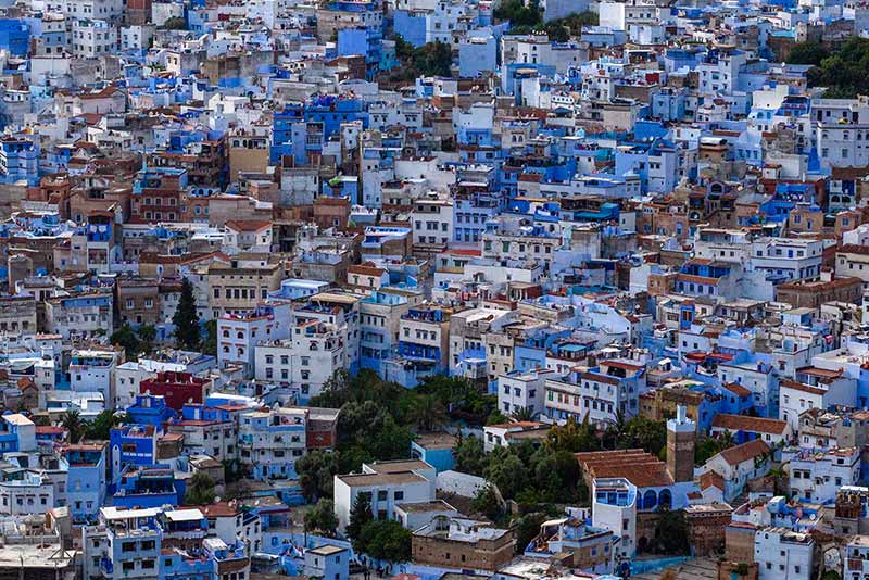 نمایی از شهر آبی رنگ شفشاون در مراکش