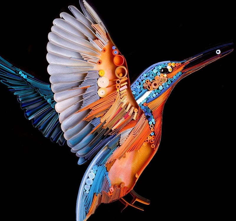 تابلوی پرنده با کاغذهای رنگی