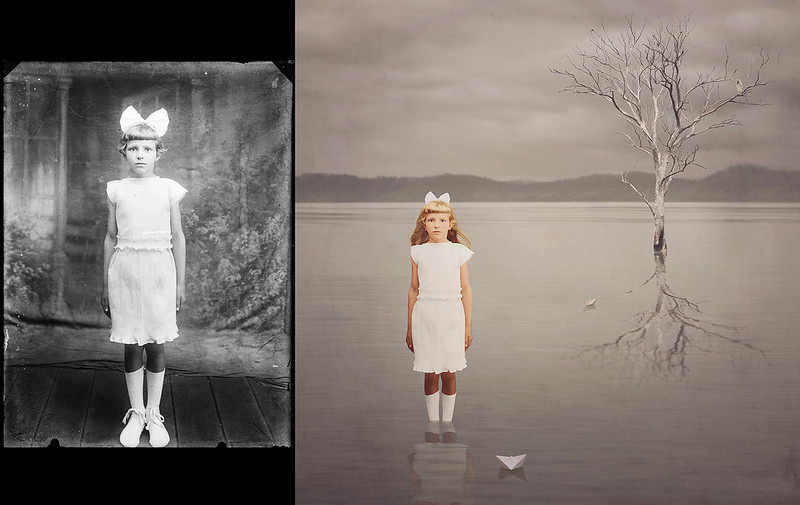 بازسازی تصویر دختربچه‌ای با پیراهن سفید؛ اثر جین لانگ