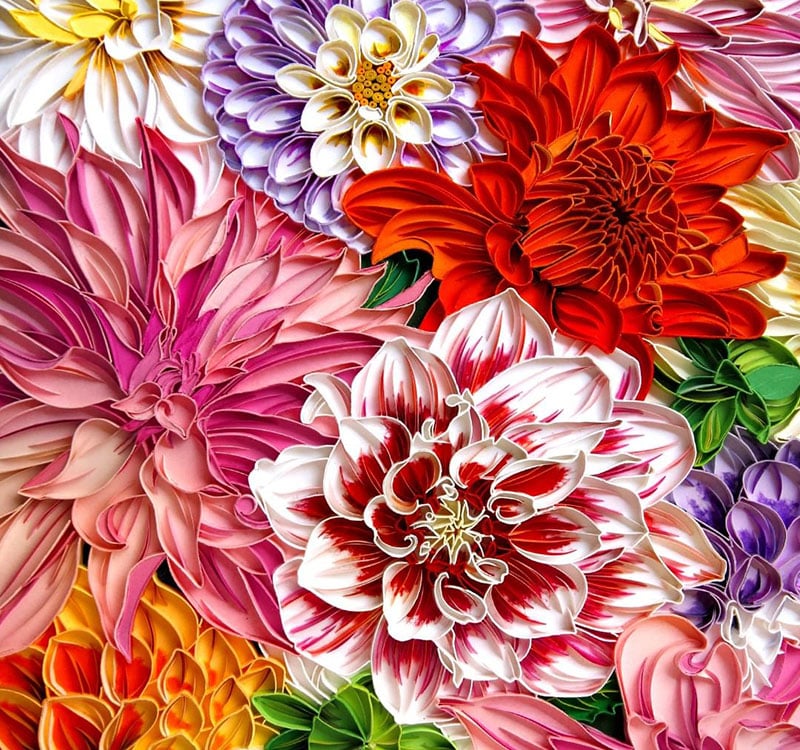تابلوی گل های رنگی با کاغذ