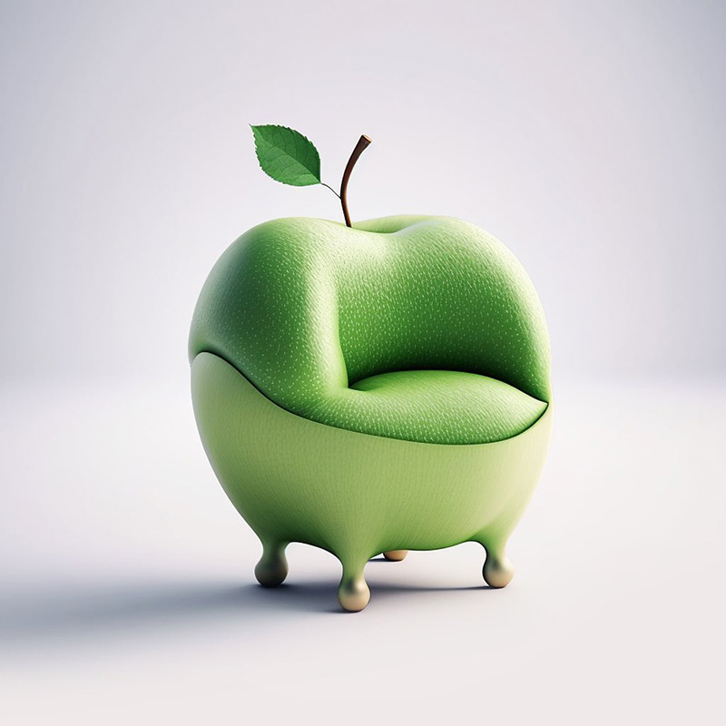 طراحی مبل سیب سبز با هوش مصنوعی؛ اثر Bonny Carrera