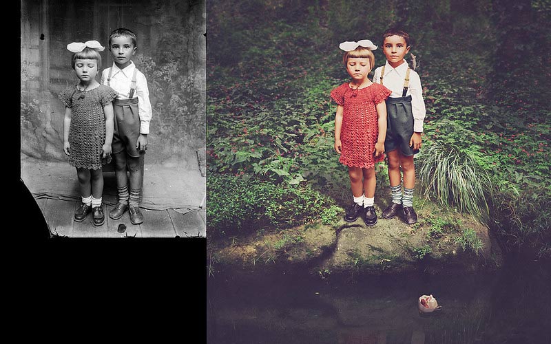 بازسازی تصویر دو کودک؛ اثر جین لانگ