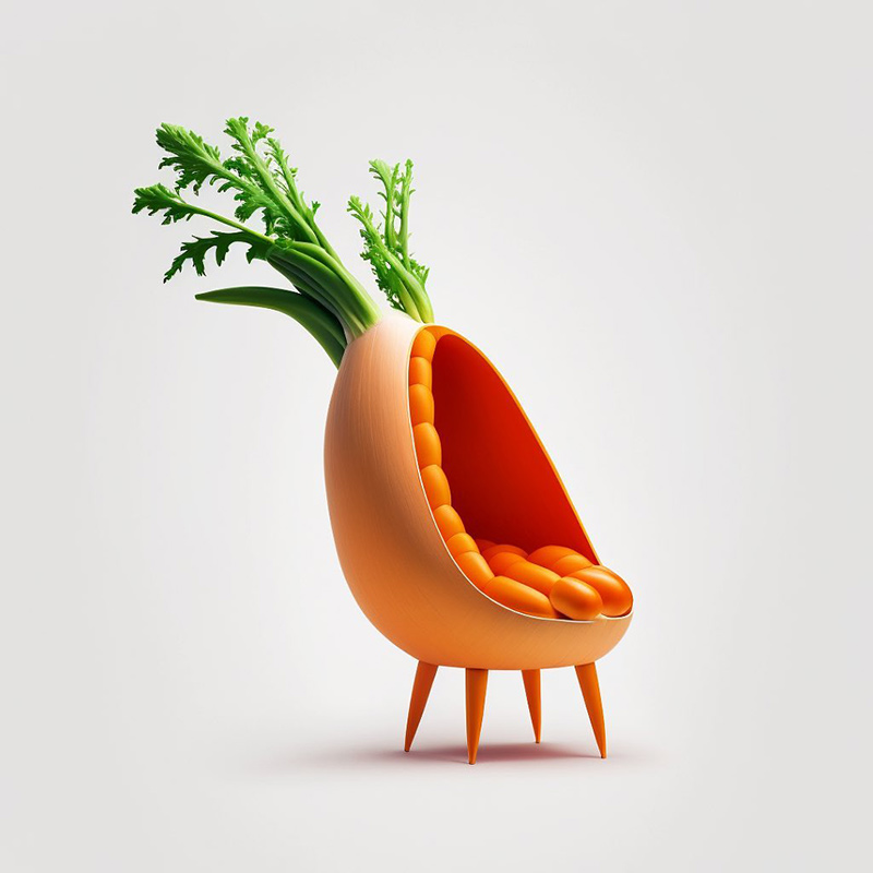 طراحی صندلی هویج شکل با هوش مصنوعی؛ اثر Bonny Carrera