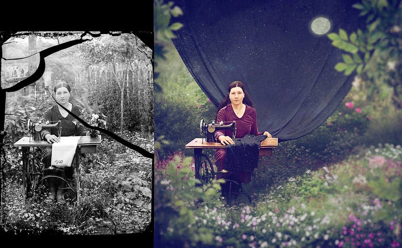 بازسازی عکس زن خیاط؛ اثر جین لانگ