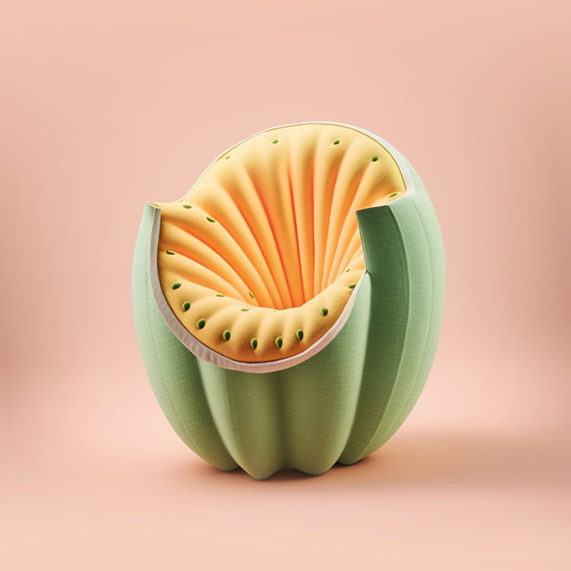 طراحی مبل میوه‌ای با هوش مصنوعی؛ اثر Bonny Carrera