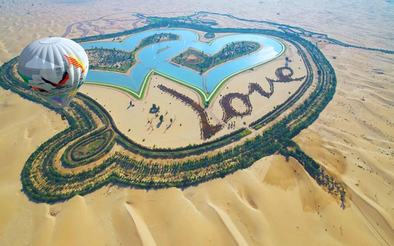 عکس دریاچه عشق دبی، منبع عکس: khaleejtimes.com، عکاس: ناشناس