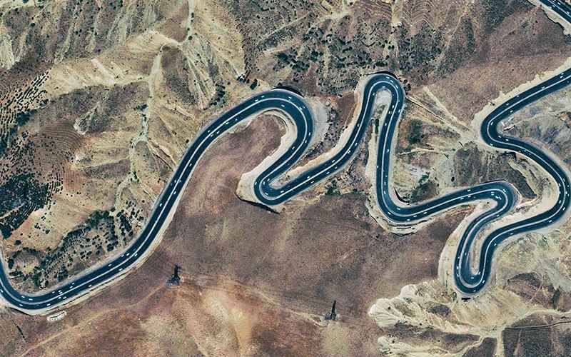 عکس هوایی از جاده بین شهری در ایران
