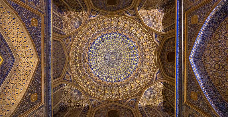 تزیینات سقف یک مسجد در ازبکستان