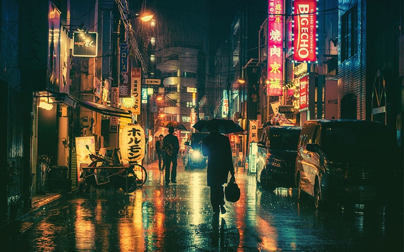 هوای بارانی در شب های ژاپن