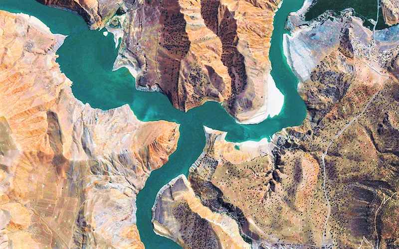 عکس هوایی از جریان رودخانه در ایران