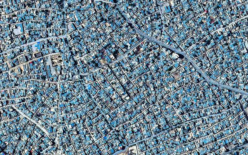 عکس هوایی از منطقه‌ای مسکونی در ایران
