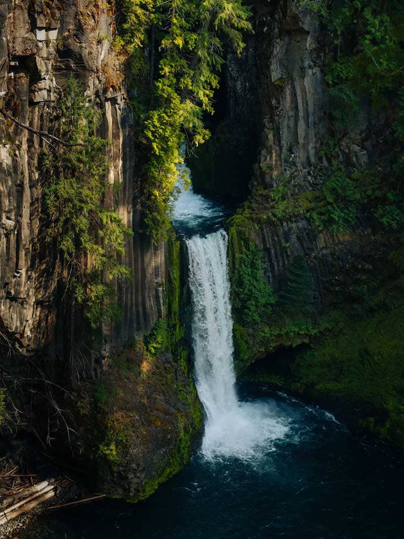 آبشاری در ناحیه‌ای جنگلی در ایالت اورگن آمریکا