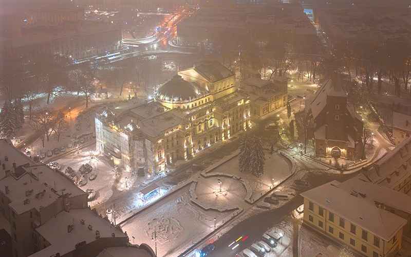 عکس هوایی از هوای زمستانی کراکوف