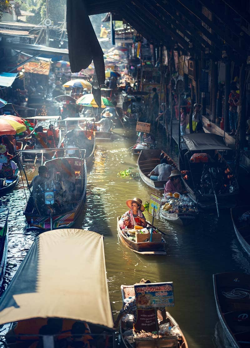 فروشندگان قایق سوار در بانکوک تایلند