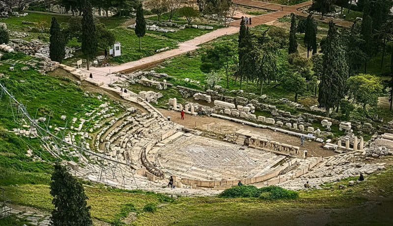 تئاتر دیونوسوس؛ منبع عکس: The Ancient Theatre Archive، عکاس: Thomas G. Hines