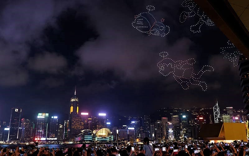 پهپادها در آسمان هنگ کنگ