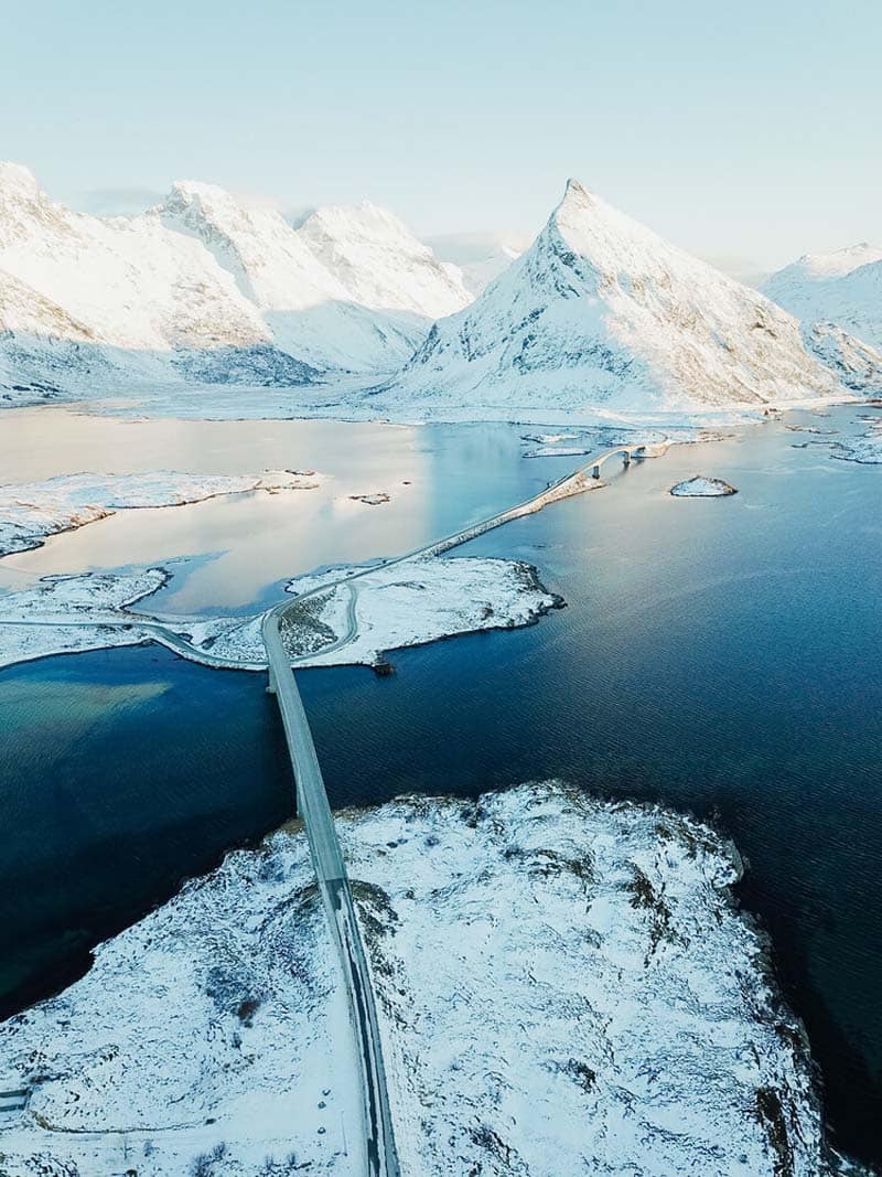 عکس هوایی از جزایر لوفوتن در زمستان