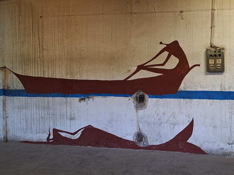 تابلویی با موضوع قایق در پناه میرزا حمید
