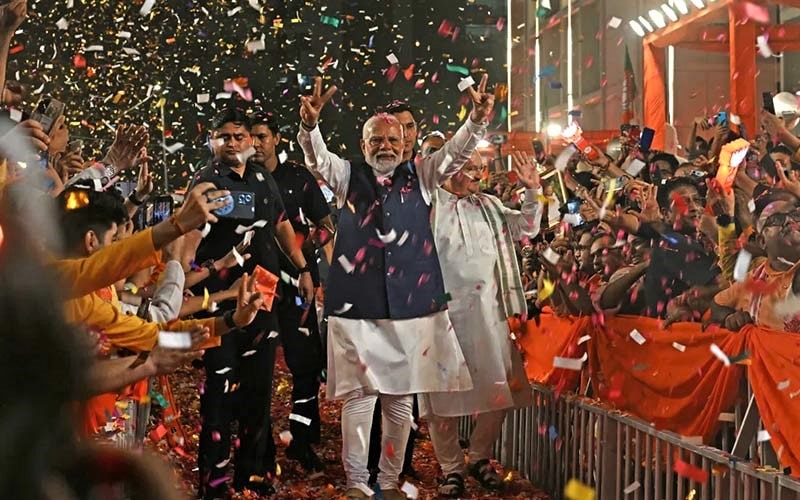 جشن پیروزی نخست وزیر هند در انتخابات