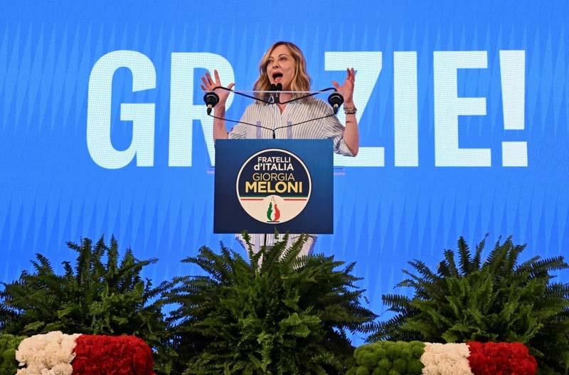 نخست وزیر ایتالیا جورجیا ملونی (Giorgia Meloni) پس از اعلام نتایج جزئی انتخابات پارلمان اروپا 